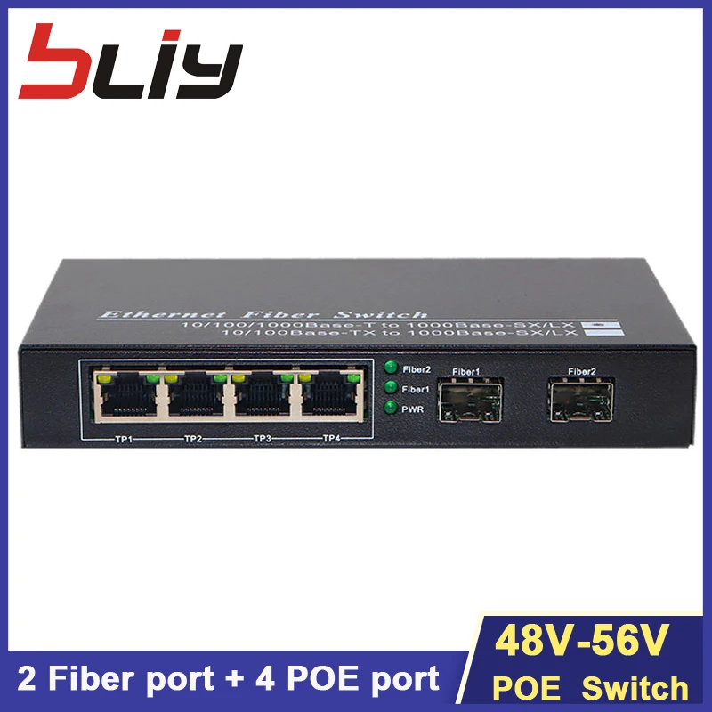 Bliy 4 гигабитный коммутатор poe медиаконвертер sfp plus волоконно оптический с 2