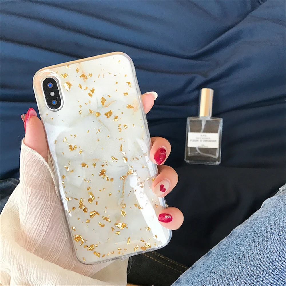 Luxury Gold Foil Bling Marble Phone Case For iPhone11 Pro X XS Max XR Soft TPU Cover iPhone 7 Plus 8 6 6s Glitter |