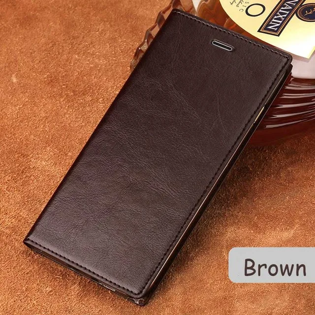 Brown Роскошный флип-чехол для телефона samsung Galaxy S6 S7 S8 S9 Plus ультра-тонкий масляный воск кожа на присоске Портативный A5 A8 J5 J7 - Цвет: Brown