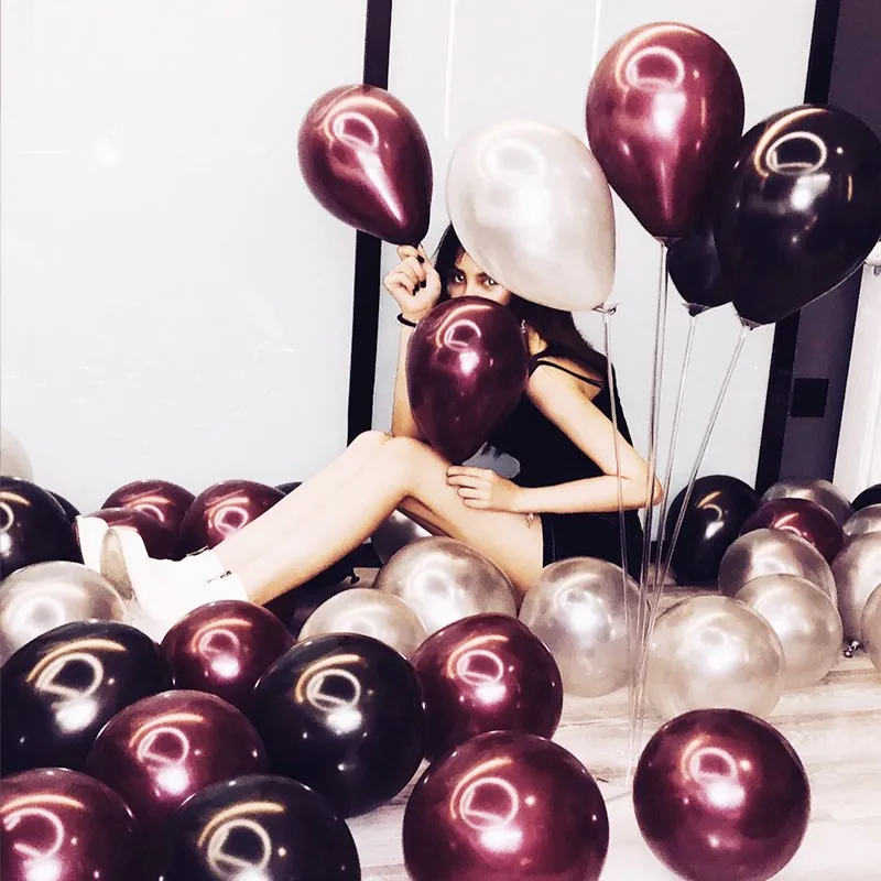 

50pcs/bag 5/10/12inch Burgundy Pearl Latex Helium Balloons Wine Red Party Globos Baby Bridal Shower Wedding Birthday Decor