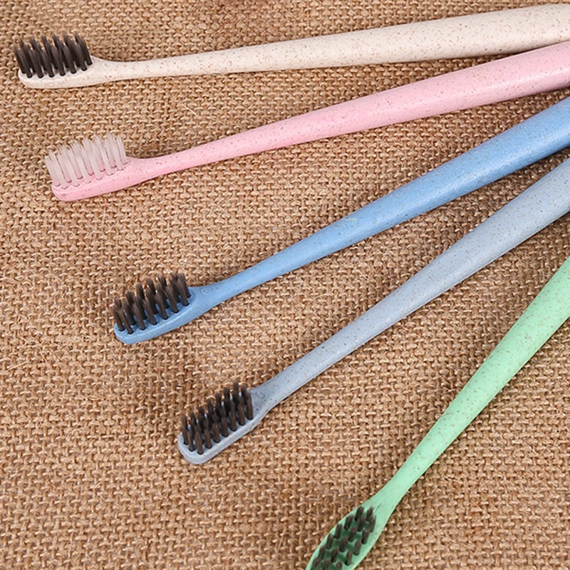 10pcs/set Fine head Nano-antibacterial Portable Travel Toothbrush Soft Bamboo Charcoal Wheat Stalk Handle Oral Care J11 | Красота и