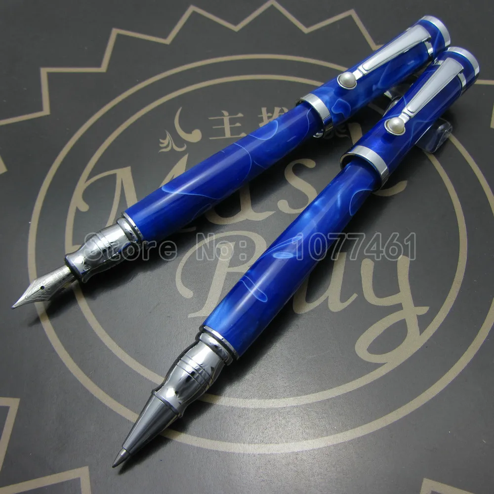 

2PCS Fuliwen Fountain Pen and Roller ball Pen High quality Acrylic case New Pen Blue Coffee Black Optional Kind shooting F82116