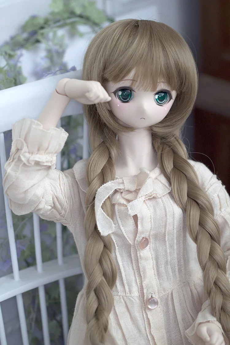 

BJD doll reborn wigs milk tea High-temperature wire Double braid hair wigs for 1/3 BJD DD SD doll size doll accessories
