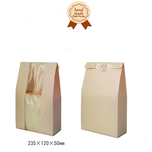 20 шт. мешок для хлеба 23x12x5 см с окном крафт пакет бумажная упаковка пищевых