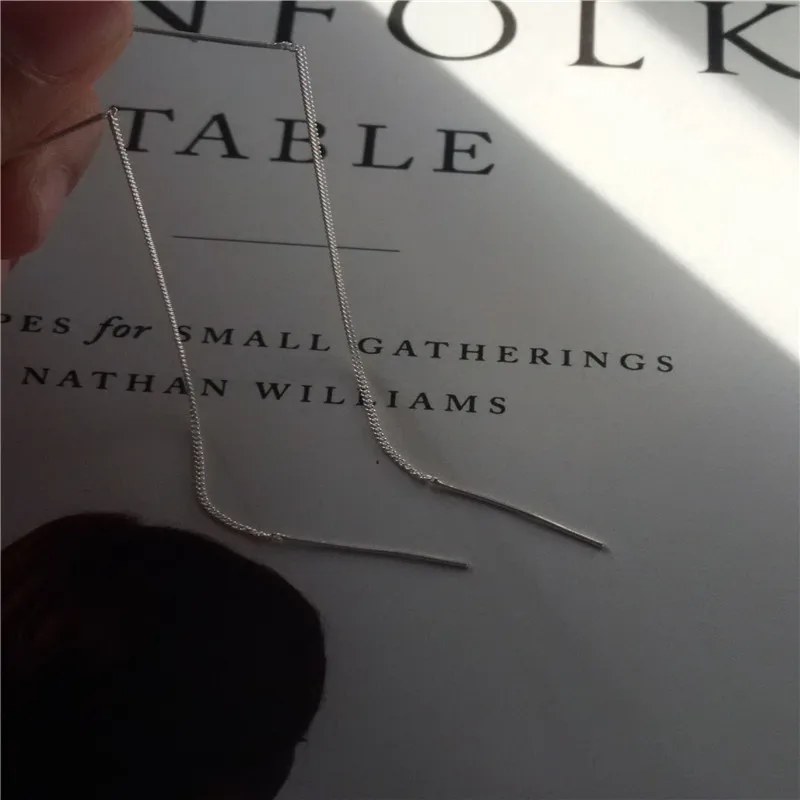 Jsmpfy новый простой Calssic 925 Серебро длинные цепочки серьги Модные украшения для Для