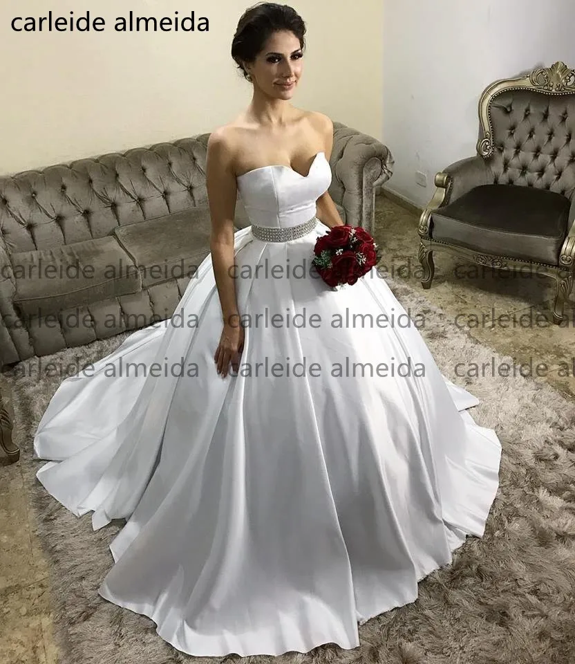 Robe de mariee милое бальное платье свадебные платья Элегантное Атласное Бальное