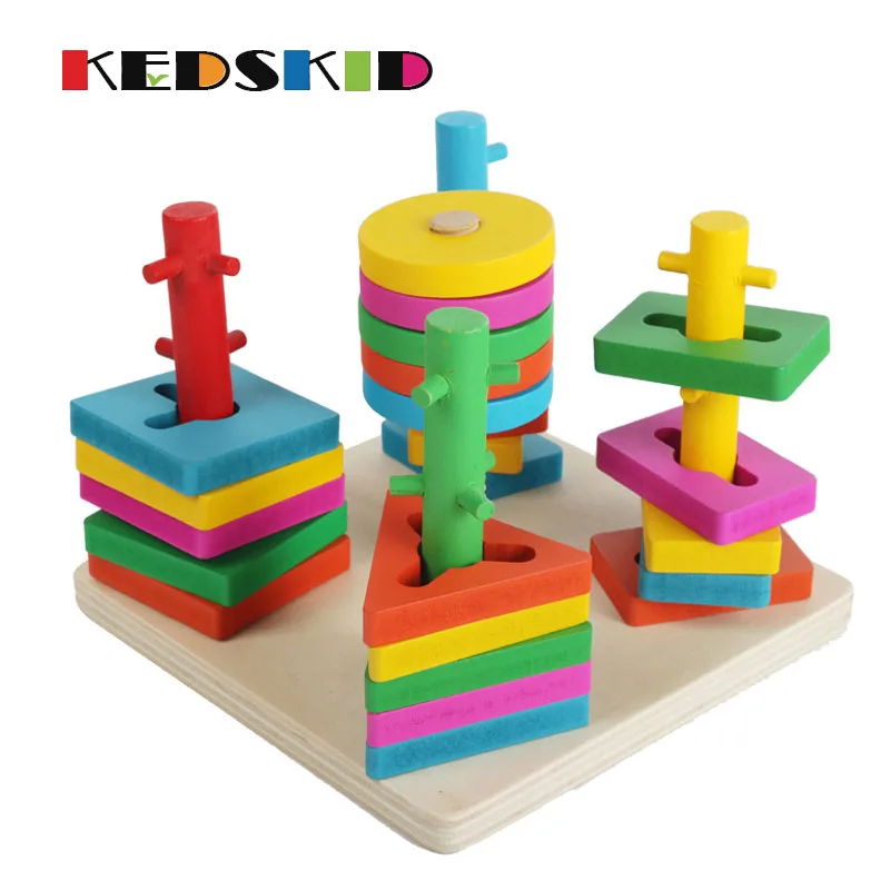 1 Набор интеллект пять колонн строительный блок деревянный геометрический рукав