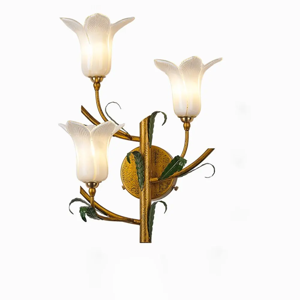 Креативные деревенские стеклянные бутоны спальные кровати настенный светильник