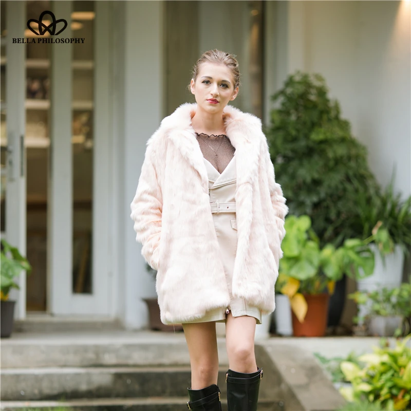 Женское меховое пальто Bella Philosophy повседневное Свободное из искусственного меха с