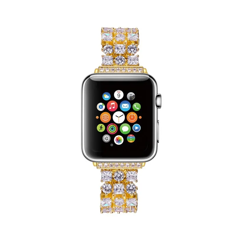 Блестящие стразы, ремешок для Apple Watch, ремешок серии 5, 4, 3, 2, 1, браслет из нержавеющей стали для iWatch 40 мм, 38 мм, 44 мм, 42 мм
