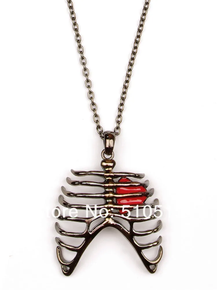 Gunmetal Regalrock модные модели анатомическая грудная клетка сердце Анатомия Цепочки и ожерелья - Окраска металла: Gunmetal