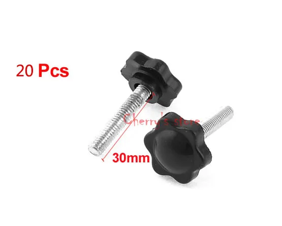 

43mm Height M6 x 30mm Thread Pentagram Head Clamping Knob Grip 20 Pcs