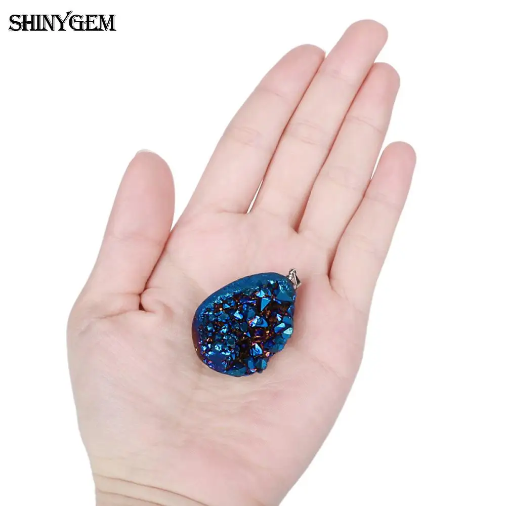 Сверкающие Необычные хрустальные подвески ShinyGem Druzy модные ручной работы из
