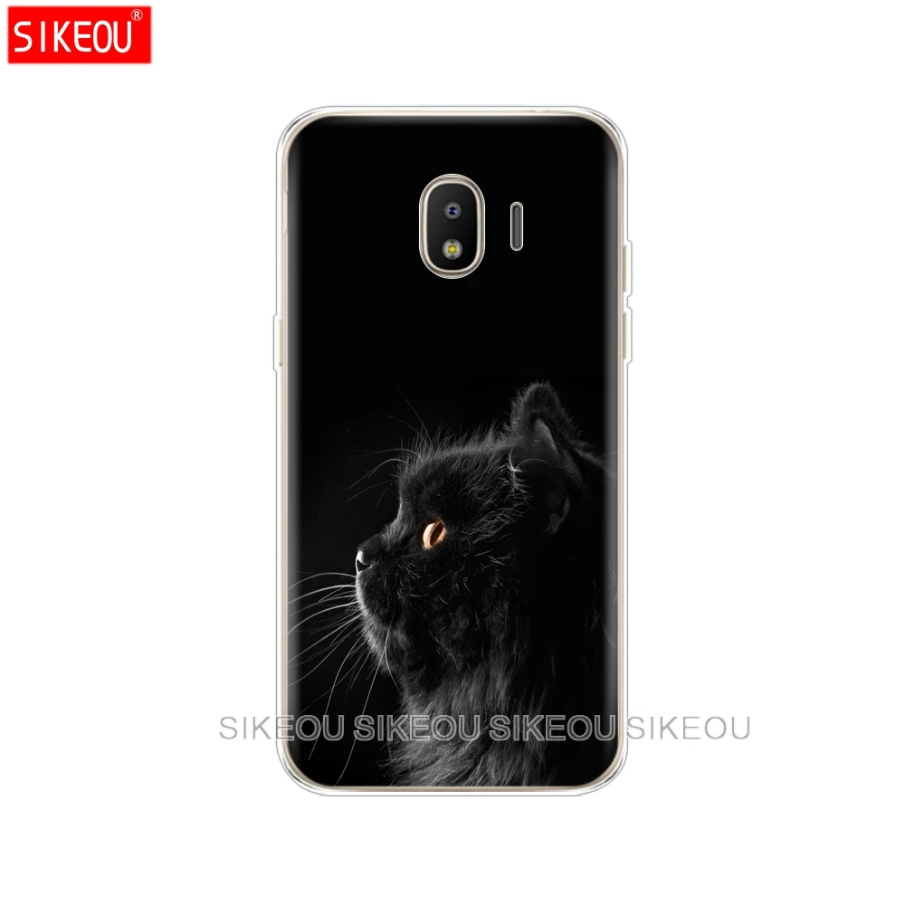 Силиконовый чехол для телефона Samsung Galaxy J3 J5 J7 2017 J330 J530 J730 PRO j2 2018 черный с кошачьим