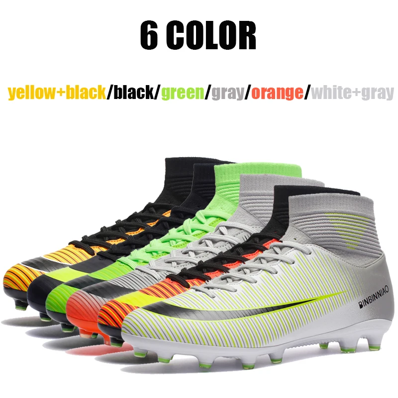 Мужские футбольные бутсы для футбола Длинные шипы TF высокие кроссовки мягкая