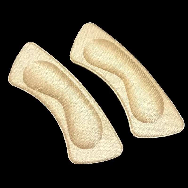 beige B 1 пара, 4D, мягкая пена с эффектом памяти, инструмент для ухода за ногами, новая липкая ткань, для обуви, для задних пяток, стельки, подушечки, подкладка, накладка - Цвет: beige B