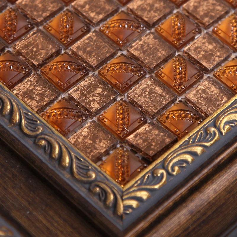 Hot Yi Ding mirror glass mosaic tile checkerboard backdrop + tea foil interior resin 1.5 |