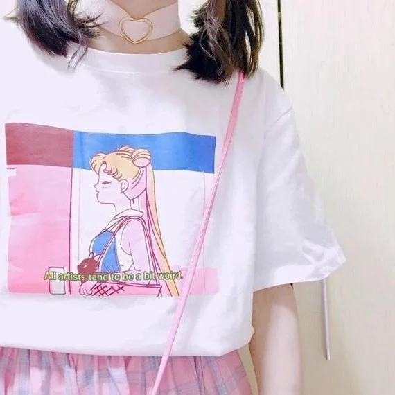 Fashionshow JF All Atists как правило немного странные Японские Аниме Kawaii летние футболки