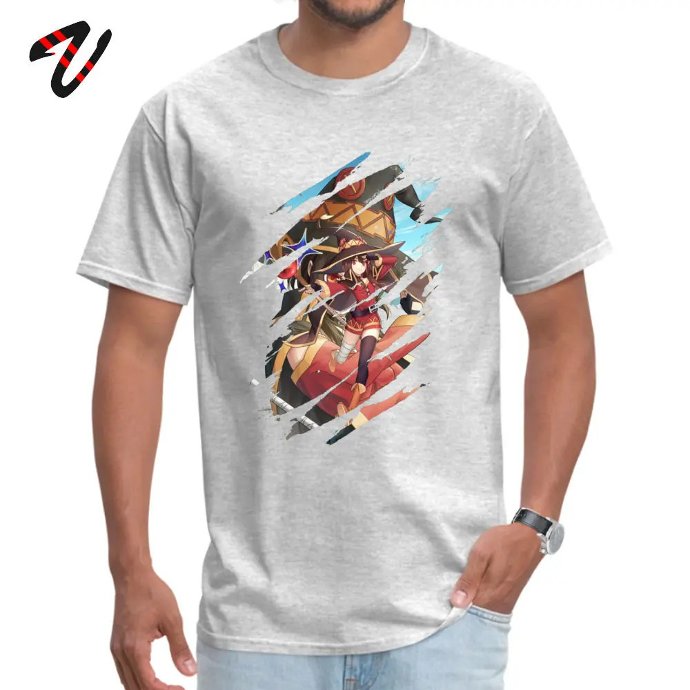 Футболка Megumin KonoSuba, с круглым вырезом, с рисунком, с коротким рукавом, Linkin Park, все хлопковые мужские футболки для отдыха, Прямая поставка - Цвет: Gray