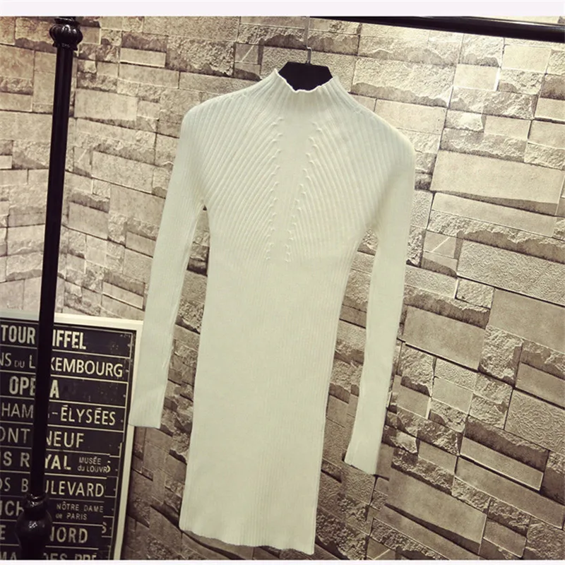 

Women's Sweater Dress Autumn Winter New Fashion Casual Long Sleeve Pullover Jumper Slim Sexy Knitted Sweater Pull Femme R815