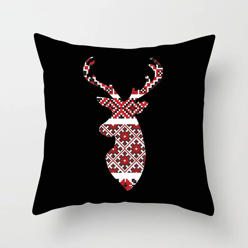 PC04464 Fuwatacchi Merry Christmas наволочка Черный Белый Красный мультфильм олень Звезда Подушка со снежным узором чехол домашний диван декоративная наволочка - Цвет: PC04464