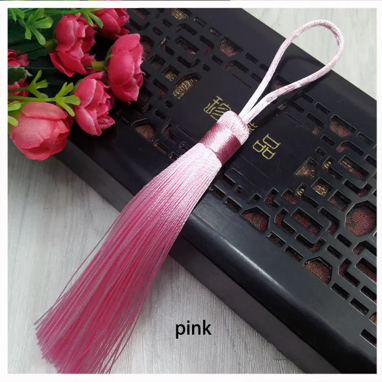 pink 2 шт./лот, 12 см, висячая веревка с кисточкой, шелковая бахрома, декоративные кисточки для шитья штор, одежда, аксессуары для украшения дома - Цвет: pink