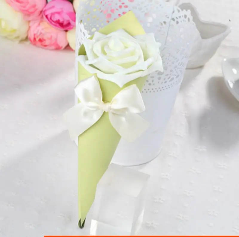100 x сувениров для вечеринок с бантом розы мороженое DIY светло-зеленые коробки