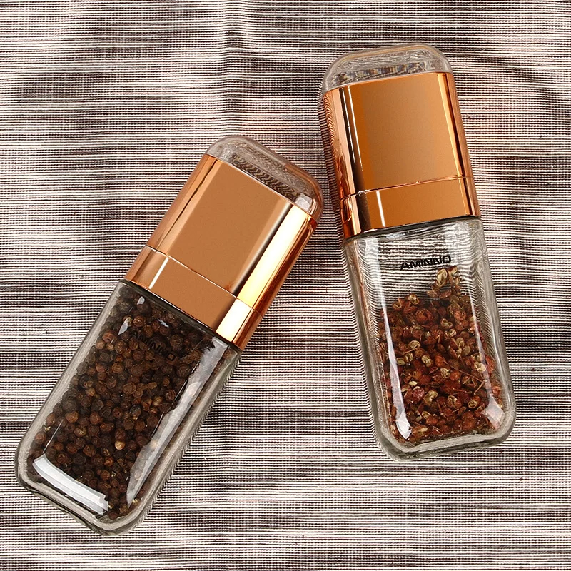 1 Piece Manual Pepper Grinder Thicken Transparent Glass Adjustable Coarseness Pepper Cruet Seasoning Mills Kitchen Tools