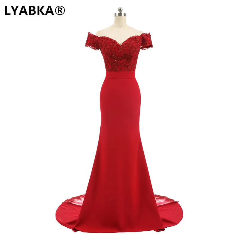 Красный Robe De Soiree, длинное вечернее платье русалки, темно-синие, вечерние, элегантные, vestido de festa, длинное платье на выпускной,, вечерние платья с бисером - Цвет: Красный