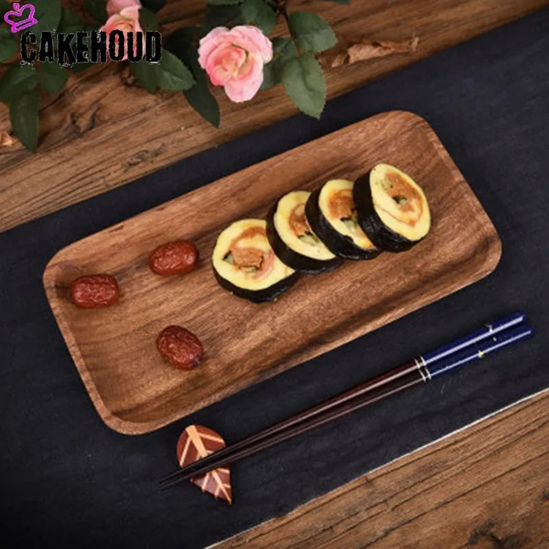 CAKEHOUD тарелки из цельного дерева, акация, дерево, фрукты, десерт, кофе, салат, квадратный поднос, тарелка в японском стиле, обеденные тарелки, тарелки раколовка