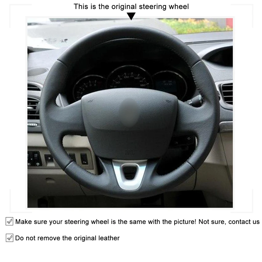 MEWANT черная искусственная кожа чехол на руль для Renault Megane 2008- Fluence(ZE) 2010- Kangoo(ZE