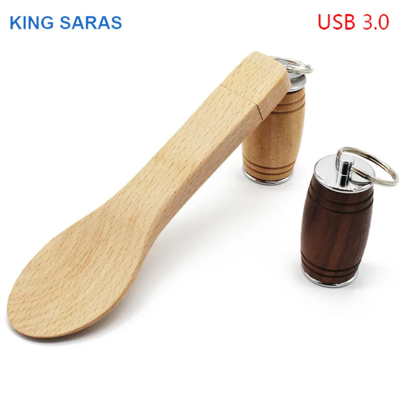 KING SARAS стиль usb3.0 кленовый бочонок ложка Флешка 4 ГБ 8 ГБ 16 Гб ГБ 32 Гб кленовый usb 3,0 деревянный логотип гравировка usb флеш-накопитель