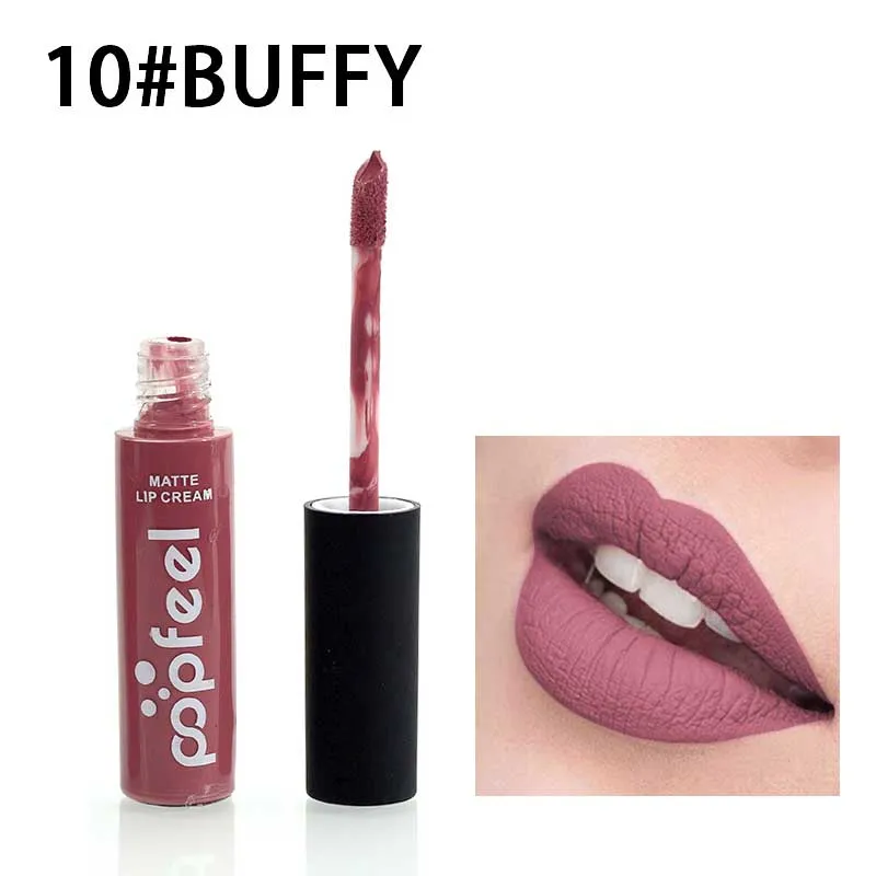 Popfeel, сексуальный, телесный цвет, блеск для губ, косметика, тинт для губ, жидкая помада, водостойкая, красный, коричневый, бархатный, матовый блеск для губ, макияж, Batom - Цвет: 10