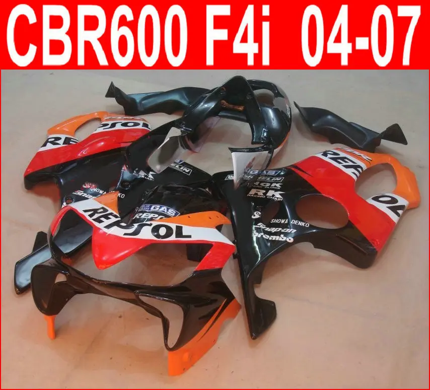 Комплект обтекателей для кузова инъекций Honda CBR600 F4I 04-07 красный черный комплект