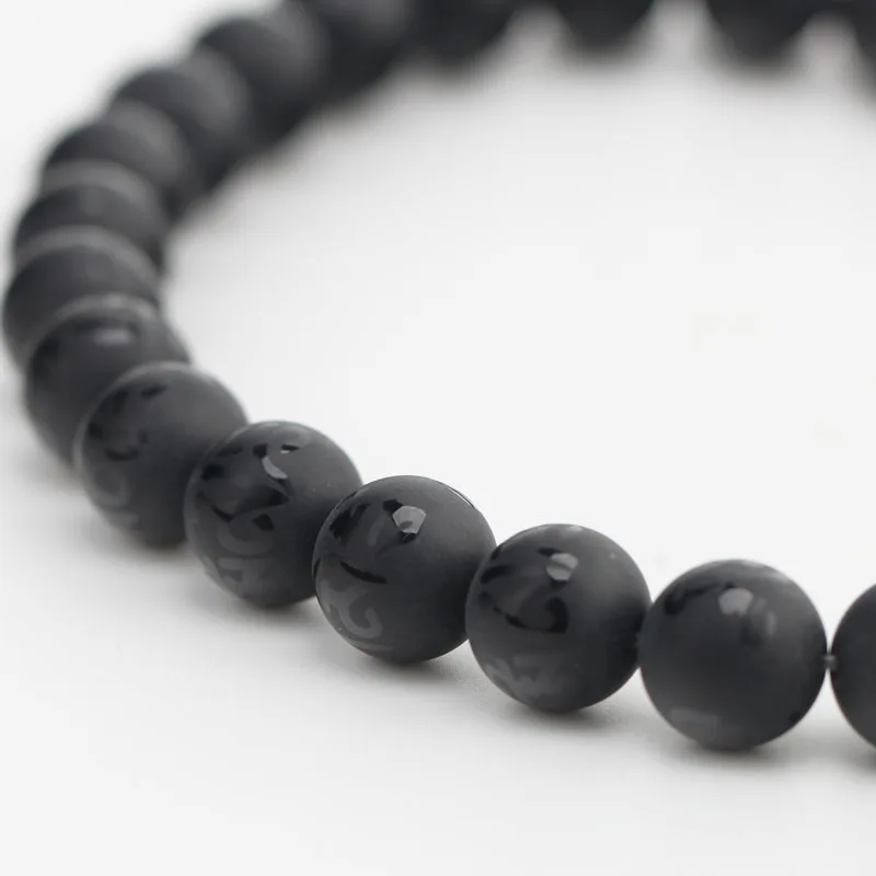 

Pure Handmade Black Jadeite Bracelet Natural Buddha Beads Elastic Line Bracelet