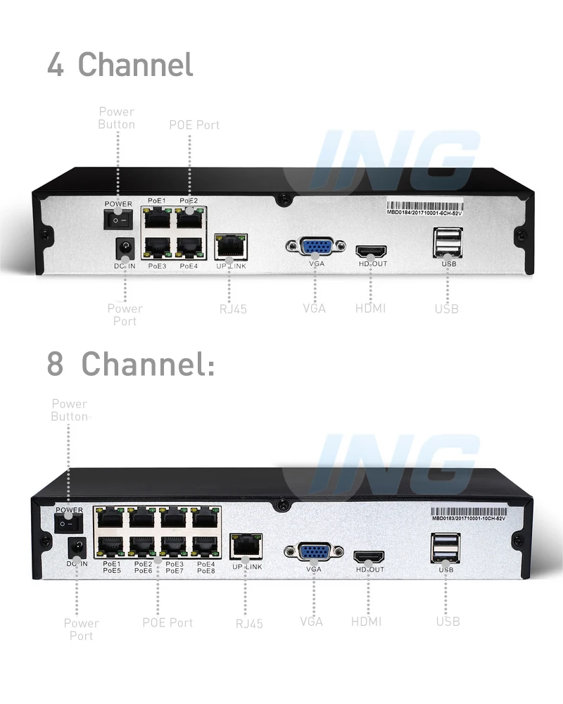 POE HD 1080P 4/8-канальный Сетевой Видео Регистраторы 48V 802.3af Стандартный HDMI 4/8 CH CCTV NVR ONVIF P2P Системы для IP Камера