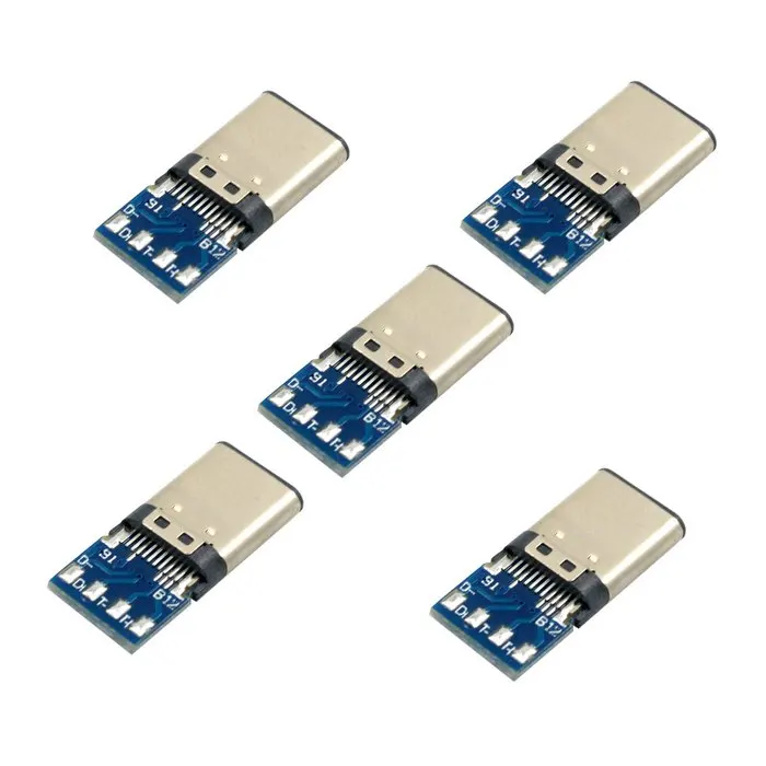 (100 шт./лот) DIY 24 контактный USB 3 1 Тип C штекер для пайки с разъемом SMT тип 5 мм и