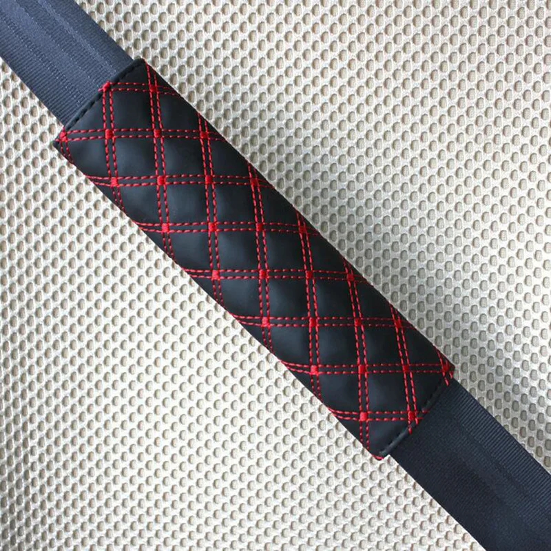 2pcs(1pair) Breathable Wine Red Car Seat Belt Padding Cover Leather Shoulder Pad Car-styling For Auto Vehicle CNYOWO | Автомобили и