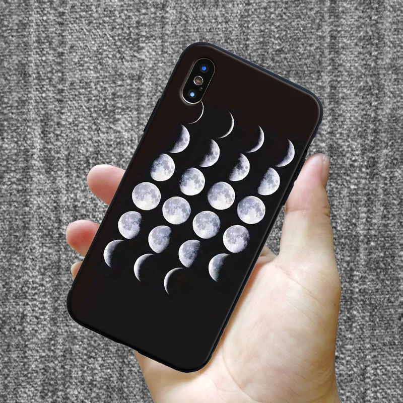 Модный силиконовый чехол с узором для iPhone 11 pro 7 6 6S 8 Plus X 5 S 5S SE XS Max XR матовый чехол для мобильного телефона с изображением Звезды Луны