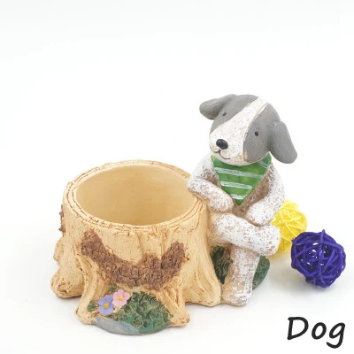 Dog 1 шт. милые Мультяшные животные цветочные горшки Смола Цветочный Горшок микро-пейзаж суккулент горшок для растений домашние садовые украшения бонсай плантатор - Цвет: Dog