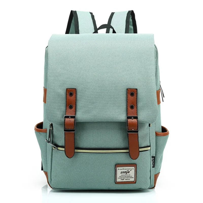 New Hot Leather Belt Anti Theft Boy Girl Student School Bag Teenagers Schoolbags Canvas Women Bagpack Men Backpack Travel Bag - Цвет: 07