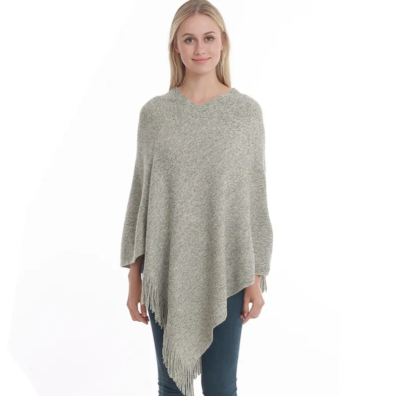 Europe America Fashion Woman Poncho Knitted Sweater Sleeveless Casual Scarf Warm Plus Size Pullover Coat Capes | Женская одежда