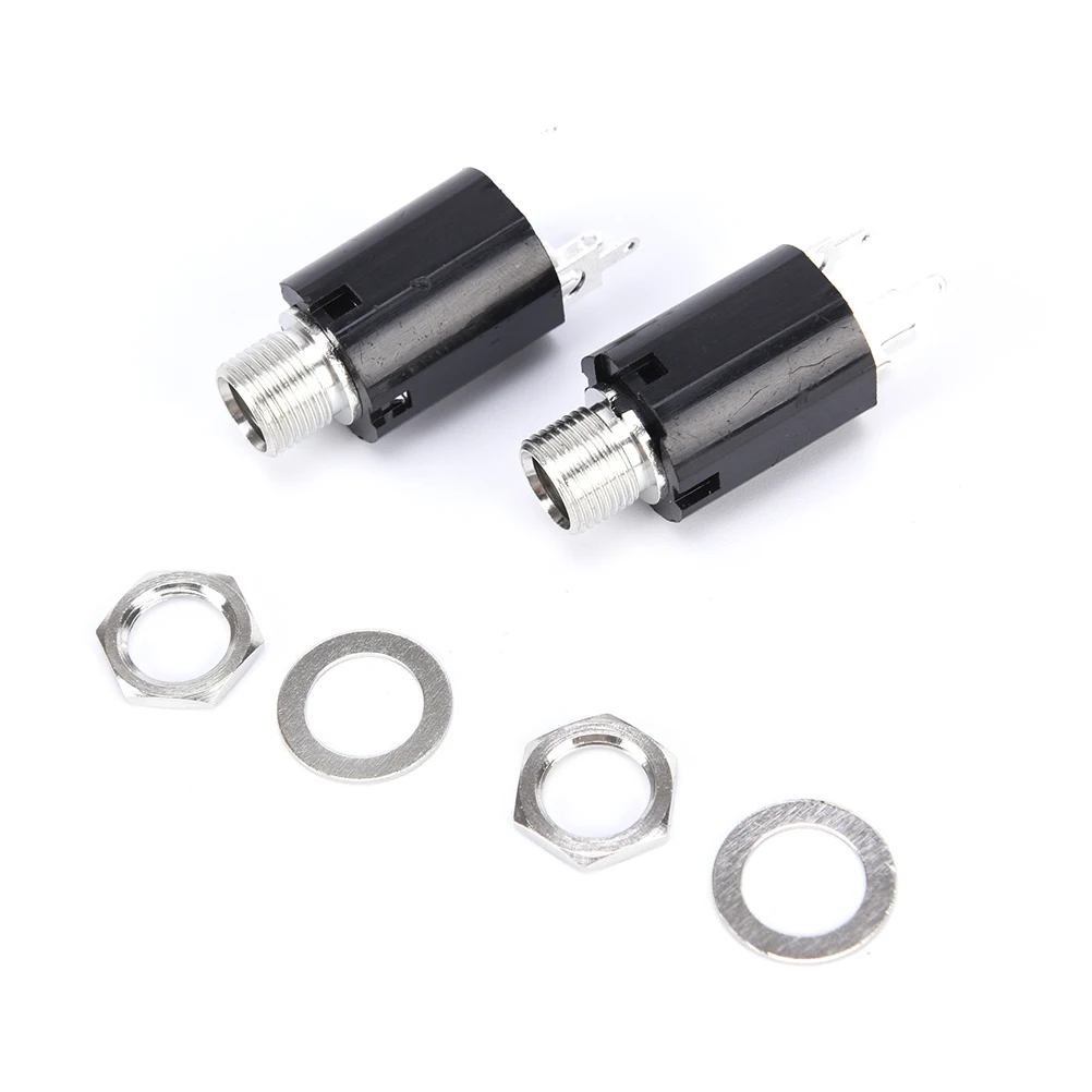 

2 Pcs Guitar Endpin Jack 6.35 Input For Any Guitar EQ Pickup Output Black