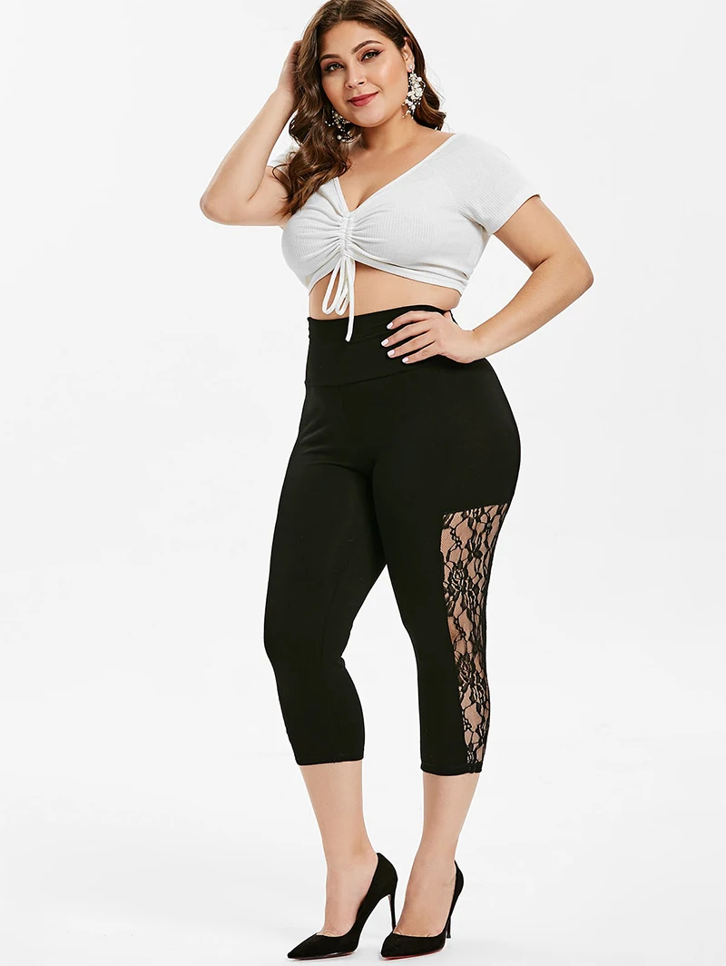 PlusMiss размера плюс 5XL Высокая Талия с кружевным плетением чистой Тощий для детей