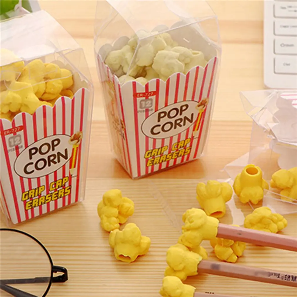 1 шт. Горячая каваи попкорн в коробке ластик Моделирование школьные ластики поставки сэндвич розовый синий черный десерт Стиль Резина