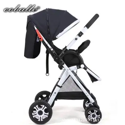 Babyfond, ультра-легкая детская коляска, двусторонний зонтик, детская коляска, высокий пейзаж, детская коляска, четыре колеса, ударная, складывающаяся, детская коляска - Цвет: black B