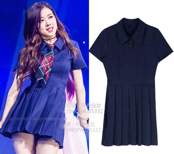 Kpop корейское платье знаменитостей уличная одежда того же лета женское милое