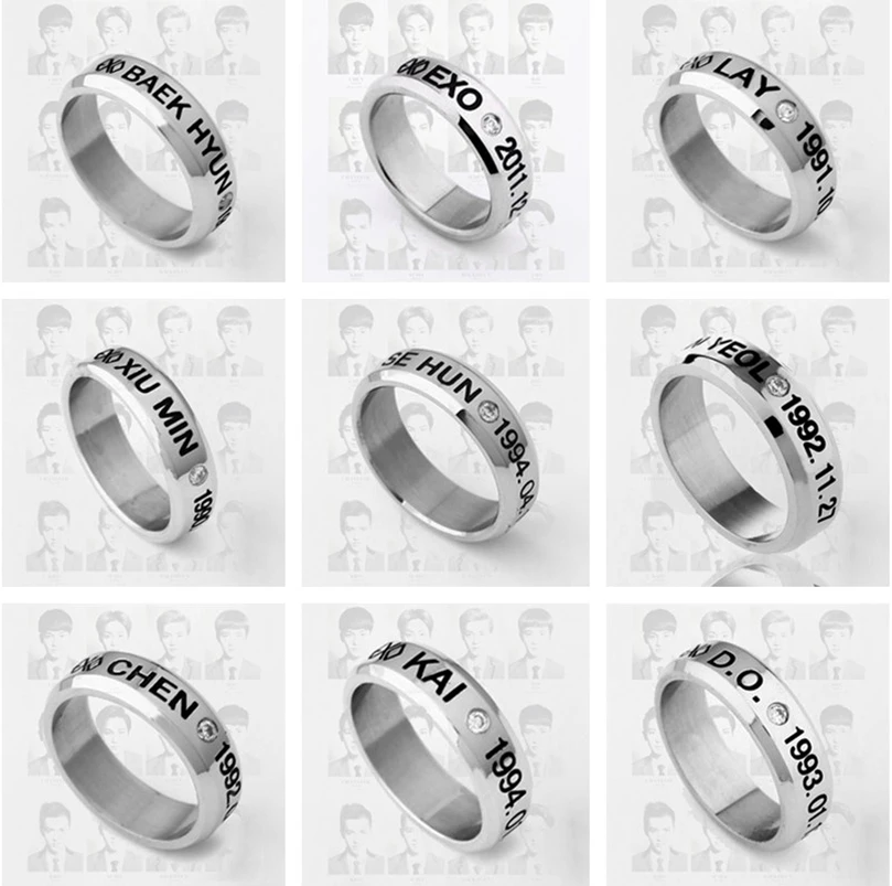 Кольцо для дня рождения Kpop exo титановое стальное кольцо с хвостом Infinity 8 5 размера