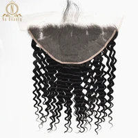 transparent lace frontal deep wave 13x6 big lace ear to ear remy brazilian human hair clear lace closure natural black for women