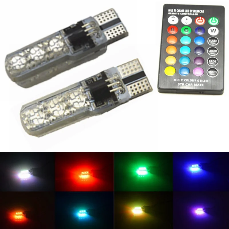 2 шт. 5050 SMD RGB светодиодный T10 W5W 194 168 Авто на танкетке с боковой светильник Multi Цвет